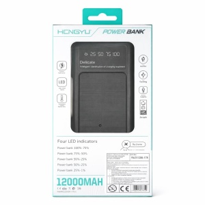 Baterie externa Hongyu HY-53 12000 mAh cu panou solar, cabluri integrate 4-în-1, încărcare rapidă 66W, display LED