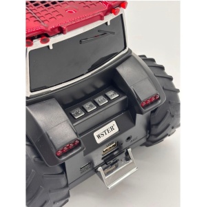 Boxa portabila Bluetooth tractor vintage, radio FM, USB, TF, AUX, TWS, lumini LED, rosu rubin - Img 3