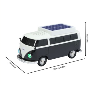 Boxă portabilă Bluetooth WSTER în formă de microbuz retro, cu încărcare solară, negru - Img 7