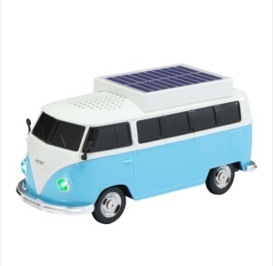 Boxă portabilă Bluetooth WSTER în formă de microbuz retro, cu încărcare solară, albastru - Img 4