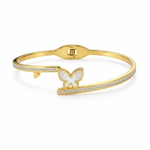 Bratara ROXE aurie cu fluture si cristale stralucitoare design elegant inchidere fixa - Img 2