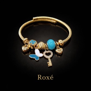 Bratara ROXE aurie cu fluturi cheita si charmuri elegante culori mixte - Img 2