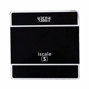 Cântar electronic de baie iScale, afișaj digital, argintiu, sticlă și plastic