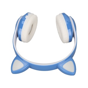 Căști wireless cu urechi de pisică și lumini LED, design ergonomic, Albastru - Img 7