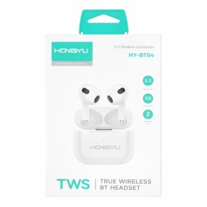 Căști wireless TWS Hongyu HY-BT04 Bluetooth 5.3, control touch, albe - Img 2
