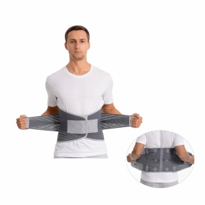 Centură lombară ortopedică, Suport Lombar, Unisex, Culoare Gri, Material Elastic