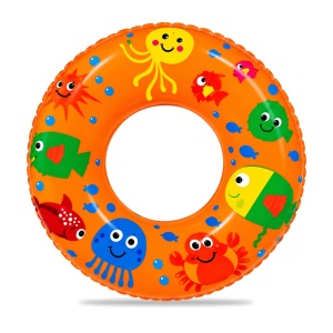 Colac Gonflabil Portocaliu cu Peștișori și Animăluțe Marine, 50 cm – pentru Piscină și Plajă - Img 3