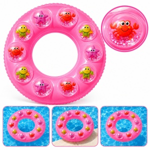 Colac Gonflabil Roz cu Animăluțe Marine, 70 cm – Colac pentru Piscină și Plajă