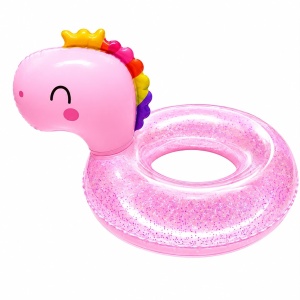 Colac Gonflabil Unicorn Roz cu Sclipici, 70 cm – Colac de Înot pentru Piscină, Mare și Plajă