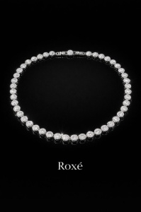 Colier Roxe argintiu cu cristale elegante, 40 cm, din material inoxidabil - Img 2