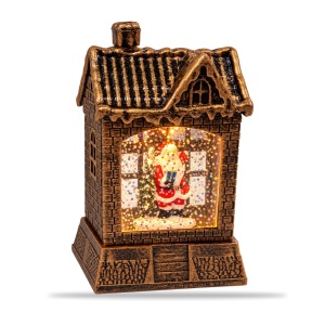 Decoratiune luminoasa de Crăciun cu Moș Crăciun și brad, din plastic , 10,5x5,5 cm - Img 2