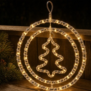 Decorațiune luminoasă de Crăciun, model brăduț, LED alb cald, pentru exterior, 220V, 34x33cm - Img 3