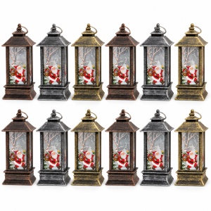 Felinar decorativ de Crăciun cu LED, buton ON/OFF, din plastic, set de 12 bucăți, 12,5x5,5cm - Img 4