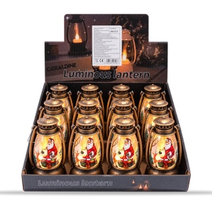 Felinar decorativ de Crăciun cu lumina LED, set de 12 bucati, din plastic, 13x6cm - Img 3
