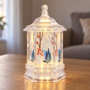 Felinar decorativ de Crăciun luminos, model Om de Zăpadă, 10 x 5 cm - Img 2