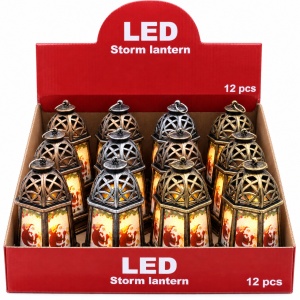 Felinare decorative de Crăciun cu LED alb cald, set de 12 bucati, 13x8 cm, culori asortate - Img 3