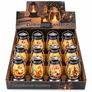 Felinare decorative LED de Crăciun, set de 12 bucăți, argintiu antic, 13x6cm - Img 4