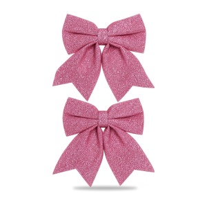 Fundă decorativă de Crăciun cu sclipici, 2 fundițe roz, 20 x 14 cm - Img 7