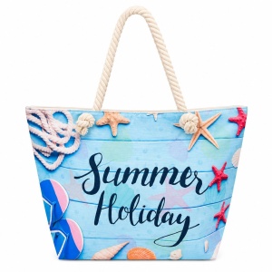 Geantă Mare de Plajă Summer Holiday – Geantă Spațioasă cu Mânere din Sfoară