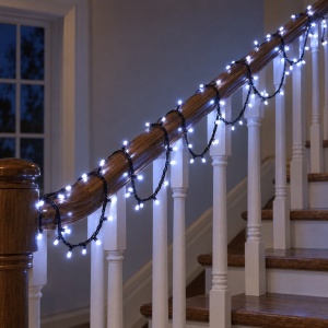 Instalație de Crăciun LED tip rolă, 100 m, 600 LED-uri, alb rece, fir negru, 8 moduri - Img 3