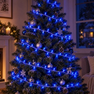 Instalatie LED tip Liniara, 30 m, 240 LED, Albastru, Fir Alb, Jocuri de Lumini - Img 2