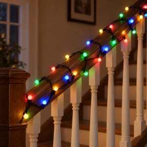 Instalatie LED Tip Liniara, 6 m, 40 LED-uri Multicolor, Fir Negru, model LED in forma de floare - Img 4