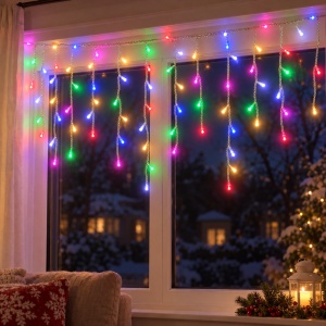 Instalatie LED tip turturi , 200 LED multicolor, 8m, interconectabila, cu jocuri de lumini - Img 4