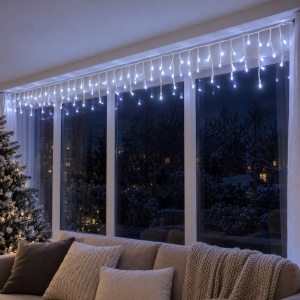 Instalatie LED tip Turturi, 300 LED-uri, 16 m, Alb Rece, Fir Alb, Interconectabila - Img 4