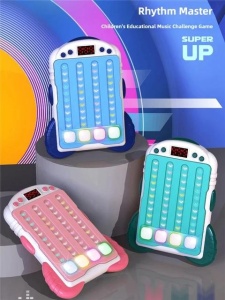 Joc Interactiv Rhythm Consola Lumini Sunete Albastru , Jucarie Educativa Reflexe Memorie Copii 3+ - Img 2