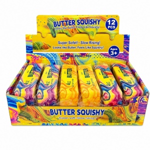 Jucărie Antistres Squishy Butter Marble 13 cm – Model Unt Colorat, Moale și Elastic - Img 4