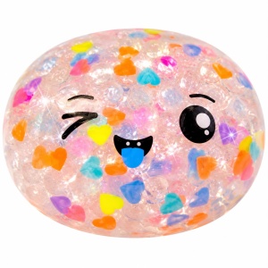 Jucărie Antistres Squishy Dumpling cu Bile din Gel și Inimioare Colorate, 8.5 cm - Img 2