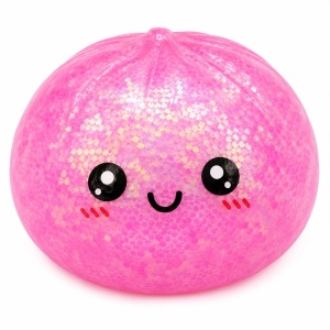 Jucărie Antistres Squishy Dumpling cu Sclipici și Bile din Gel Transparente, 8.5 cm – Moale, Elastică, Fidget Toy - Img 3
