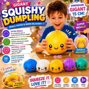 Jucărie Antistres Squishy Dumpling Gigant 15 cm – Extra Moale, Pufoasă, pentru Copii și Adulți - Img 2