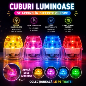 Jucărie Antistres Tastă Mecanică cu LED, 7cm – Fidget Clicker Luminos Multicolor, Buton Tastatură pentru Relaxare - Img 2