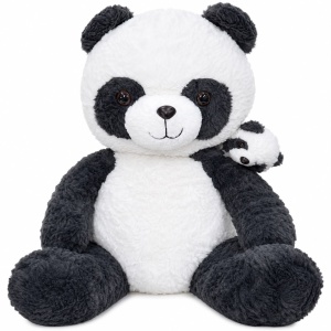 Jucărie de Plus Urs Panda 60 cm, Moale și Pufoasă, cu Pui Panda, Cadou pentru Copii și Bebeluși