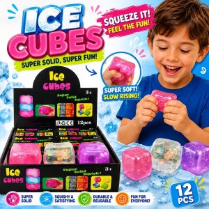 Jucărie Squishy Antistres Cub Ice Cube, Culori Uni, Model Aleatoriu, Moale și Elastică pentru Copii - Img 2