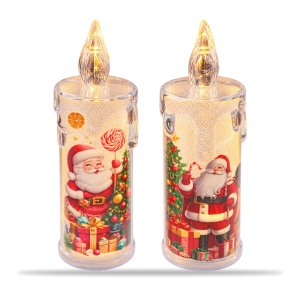 Lumanare decorativa LED Craciun, model aleatoriu, plastic transparent, 16 cm - Img 2