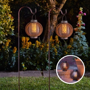 Lumină de Grădină Solară LED cu Cârlig, Efect Flacără Flicărâtoare, Negru, Metal, 78cm