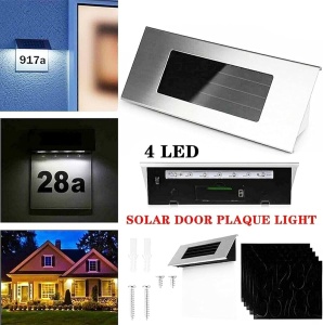 Lumină solară LED pentru număr de casă, plastic alb, 24x18 cm, cu autocolante incluse - Img 3