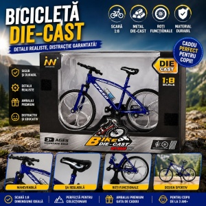 Machetă Bicicletă Die-Cast 1:8 din Metal cu Roți Funcționale și Șa Reglabilă, culoare aleatorie - Img 2