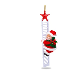 Moș Crăciun pe scară 70 cm (3 piese), figurină 20 cm, plastic și textil, muzică și lumini - Img 10