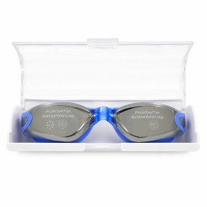 Ochelari de inot copii albastri reglabili cu dopuri de urechi din silicon anti-fog UV - Img 1