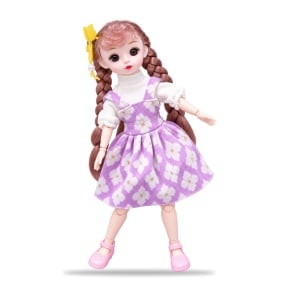Papusa articulata fashion, model kawaii, par lung impletit, livrare aleatorie, 3 ani+