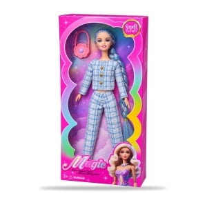 Papusa fashion Magic cu par multicolor, model aleatoriu, articulata, 3 ani+