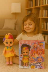 Papusa Sparkle Kids cu ochi mari SD-Eyes si functie muzicala, model colorat, 3+ ani - Img 2