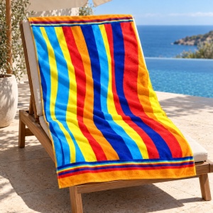 Prosop de Plajă Multicolor cu Dungi – Design Vesel de Vară - Img 5