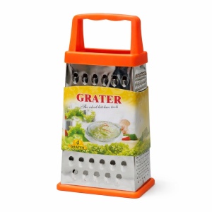 Razatoare bucatarie inox cu 4 fete 23x10 cm, maner si baza portocalie - Img 2