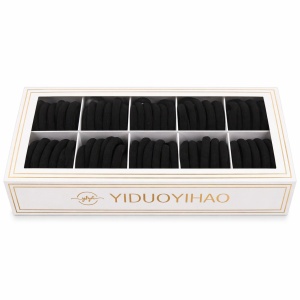 Set 100 elastice de păr negre din textil, rezistente, pentru uz zilnic