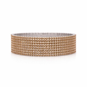 Set 12 bratari ROXE argintii elastice cu pietre aurii aramii elegante - Img 2