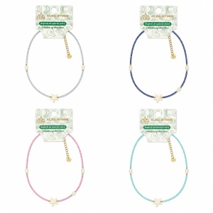 Set 12 Coliere Roxe, 40cm, Reglabile cu Margele Colorate si Pandantiv Steluta Mare